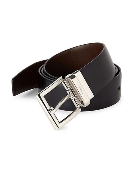 Shop Prada Vitello Lux Reversible Belt 